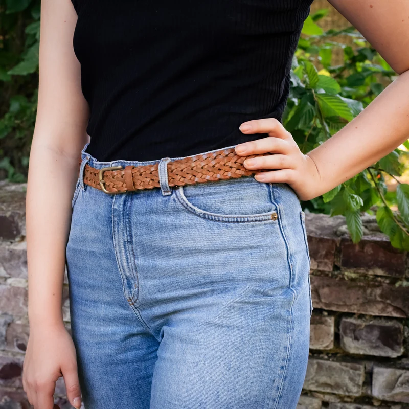 "Ava" Ledergürtel Damen geflochten 25 mm