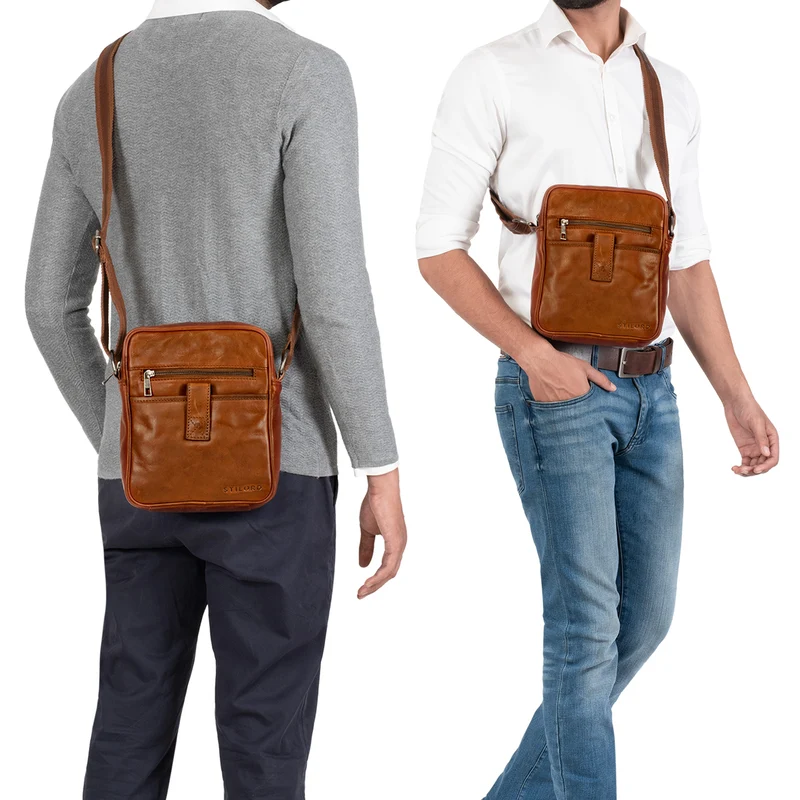 "Brent" Kleine Messenger Bag Leder