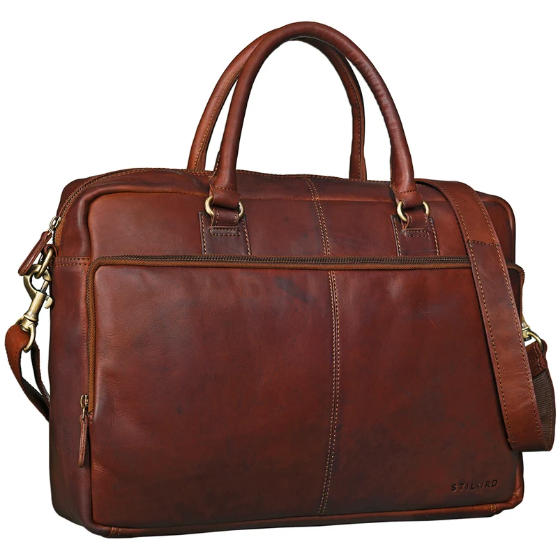 B-WARE "Aaron" Umhängetasche Leder 15,6 Zoll