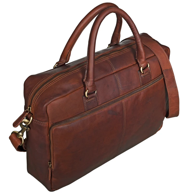 B-WARE "Aaron" Umhängetasche Leder 15,6 Zoll