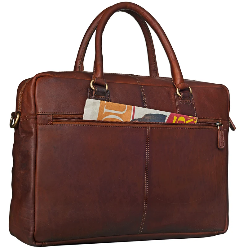 B-WARE "Aaron" Umhängetasche Leder 15,6 Zoll