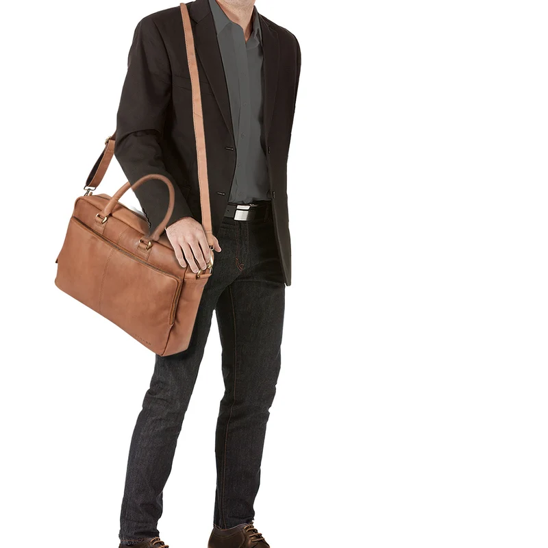 B-WARE "Aaron" Umhängetasche Leder 15,6 Zoll