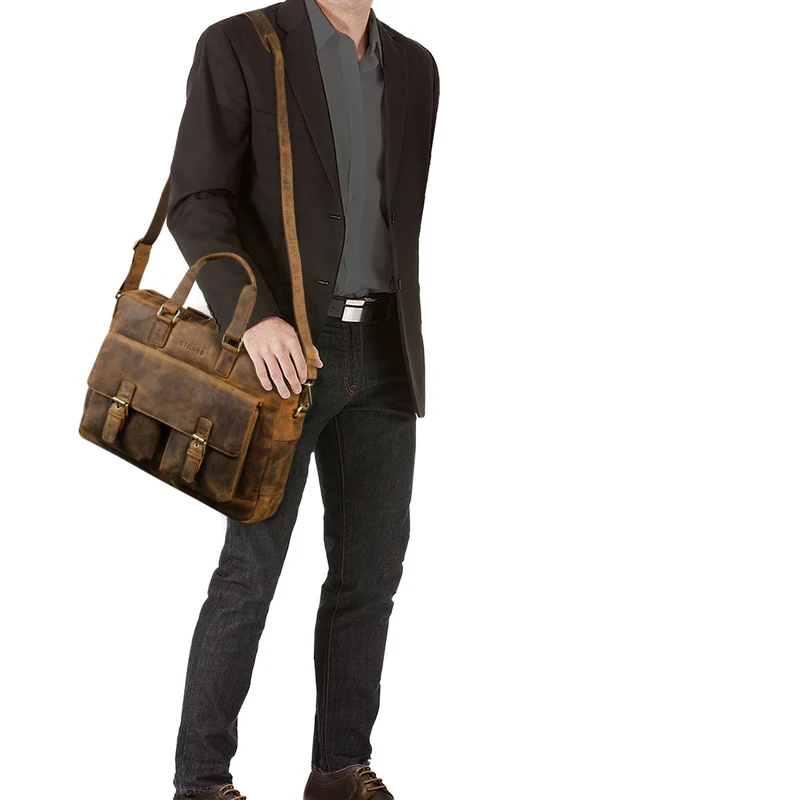 B-WARE "Alonso" Vintage Businesstasche Echtleder
