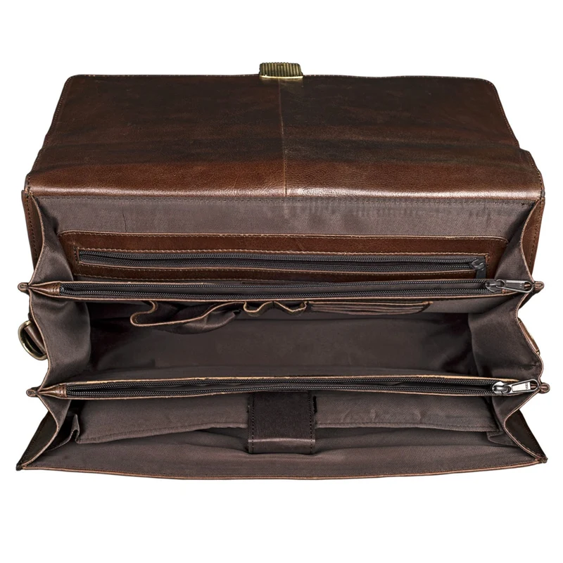 B-WARE Vintage Leder Aktentasche Antik Braun