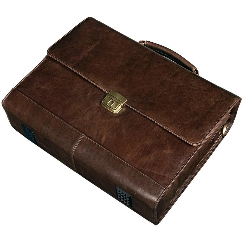 B-WARE Vintage Leder Aktentasche Antik Braun
