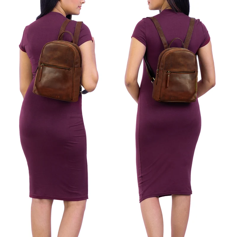 B-WARE "Scarlett" Damen Rucksack Leder Klein