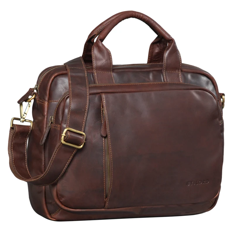 B-WARE "Madrid" Vintage Businesstasche Leder