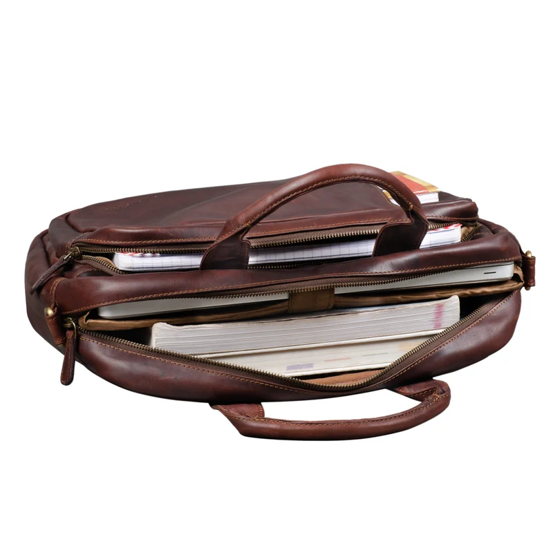 B-WARE "Madrid" Vintage Businesstasche Leder