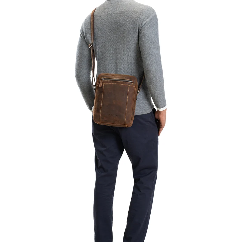 "Fox" Herrentasche Leder Vintage Messenger Bag