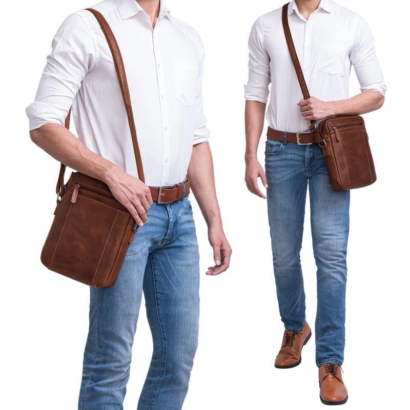 "Fox" Herrentasche Leder Vintage Messenger Bag