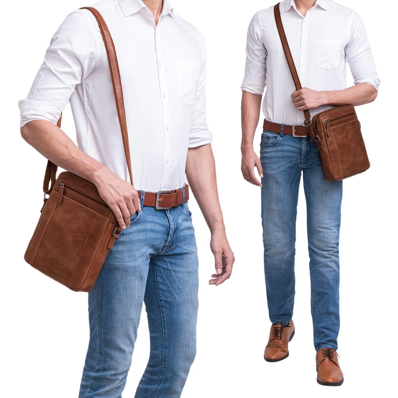 "Fox" Herrentasche Leder Vintage Messenger Bag