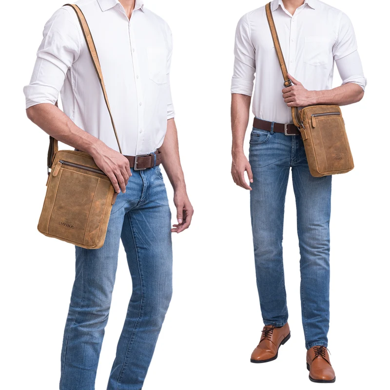 "Fox" Herrentasche Leder Vintage Messenger Bag