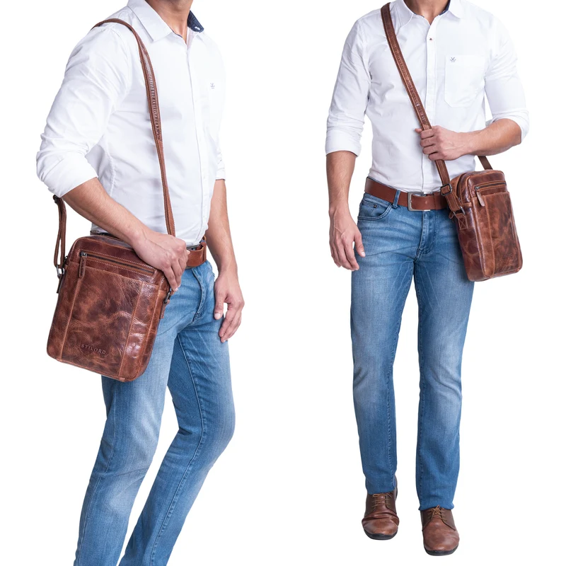 "Fox" Herrentasche Leder Vintage Messenger Bag