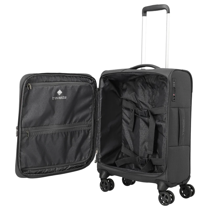 Travelite Cubis - 4-Rollen-Kabinentrolley 55 cm erw. (anthracite)