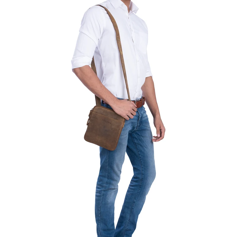 "Carson" Kleine Herren Leder Tasche