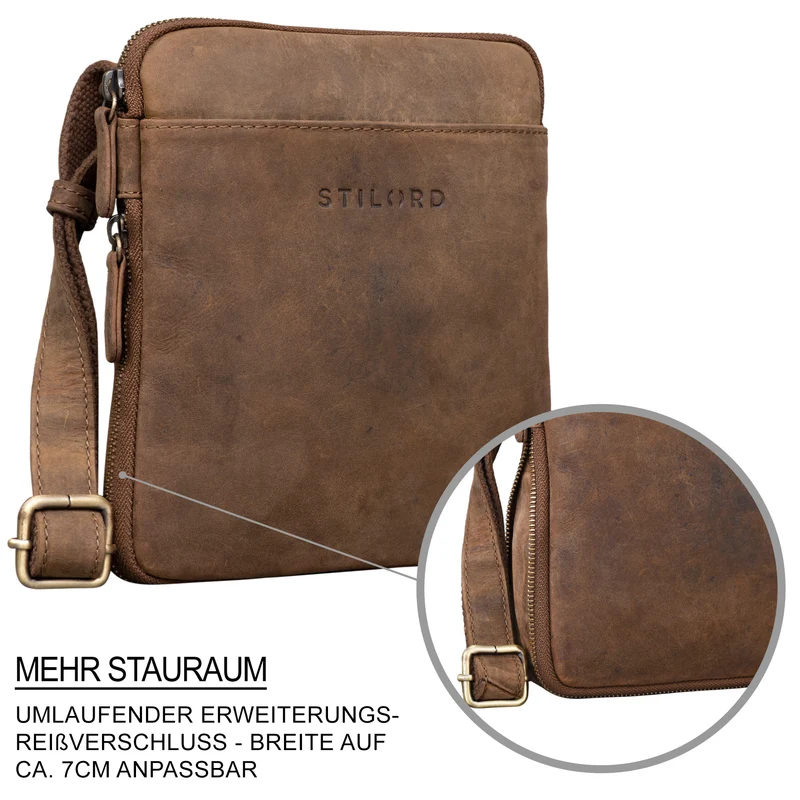 "Carson" Kleine Herren Leder Tasche