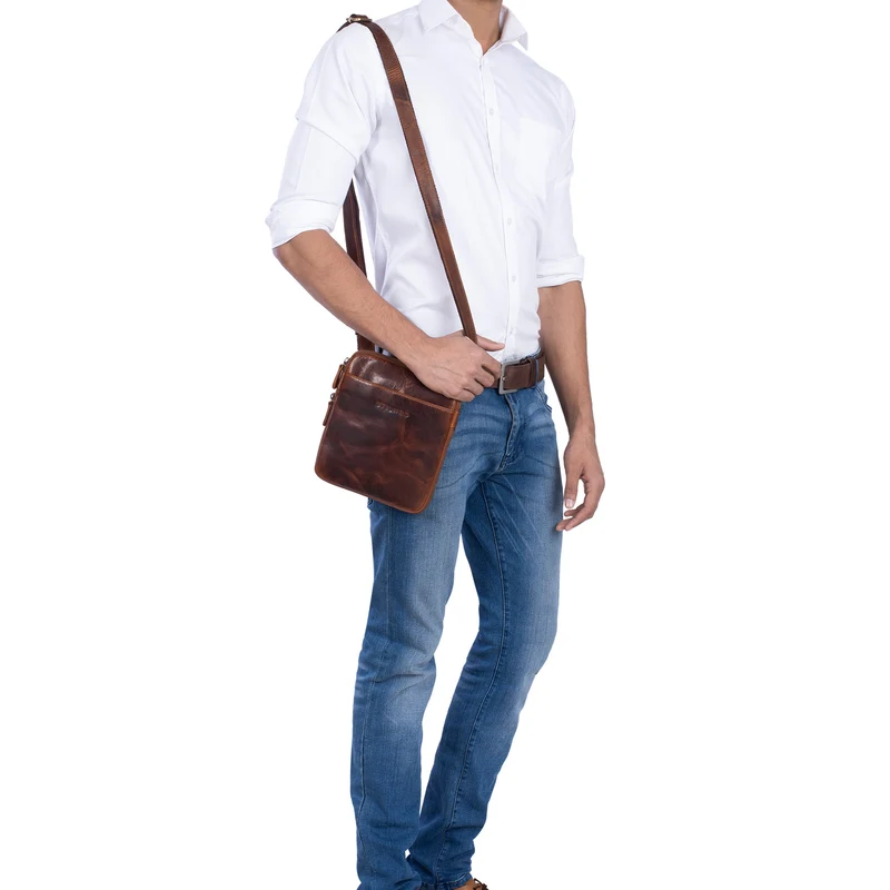 "Carson" Kleine Herren Leder Tasche