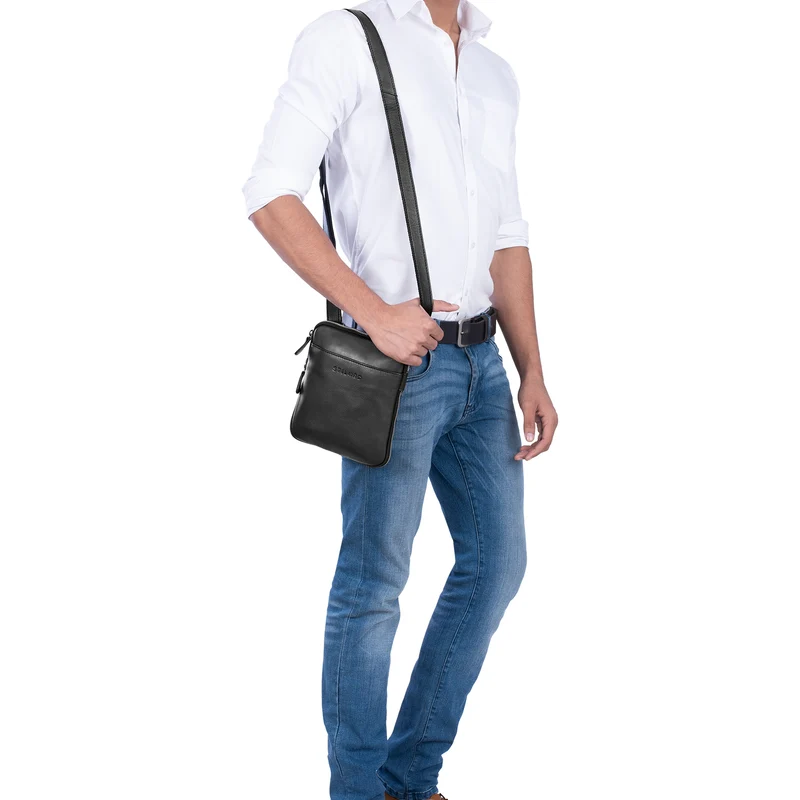 "Carson" Kleine Herren Leder Tasche