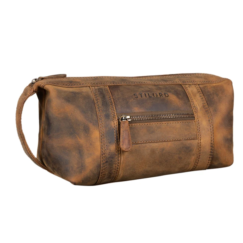 B-WARE "Bruno" Leder Kulturbeutel Vintage