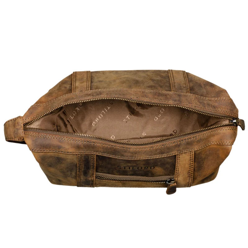 B-WARE "Bruno" Leder Kulturbeutel Vintage