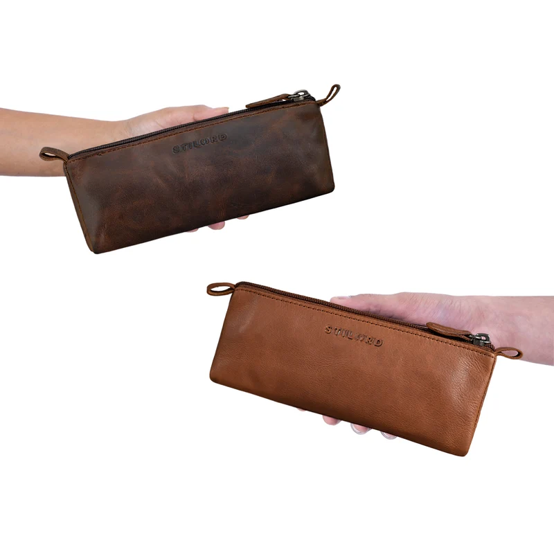 "Lio" Stiftemappe Leder Braun