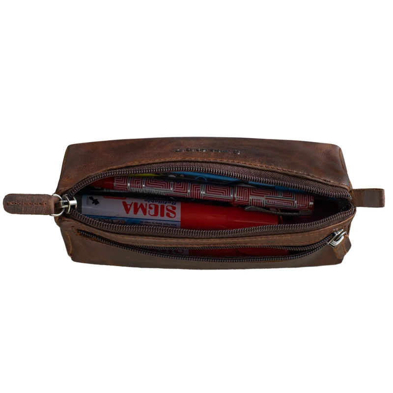 "Lio" Stiftemappe Leder Braun