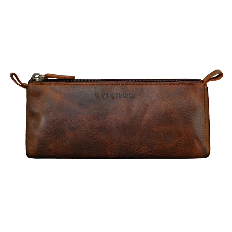 "Lio" Stiftemappe Leder Braun