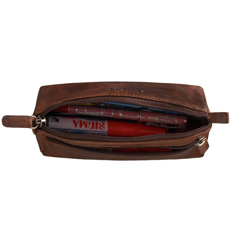 "Lio" Stiftemappe Leder Braun