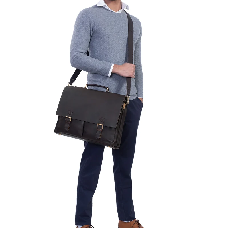 "Barnaby" Leder Aktentasche Vintage Klassisch