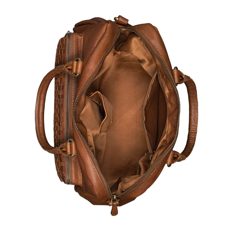 B-WARE Vintage Damen Handtasche Umhängetasche geflochtenes Leder