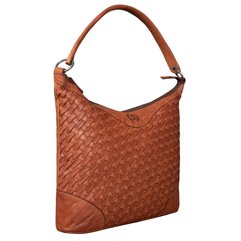 "Chiara" Damentasche Leder Cognac geflochten