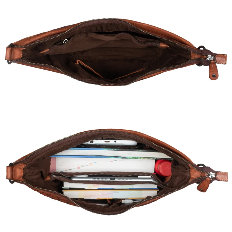 "Chiara" Damentasche Leder Cognac geflochten