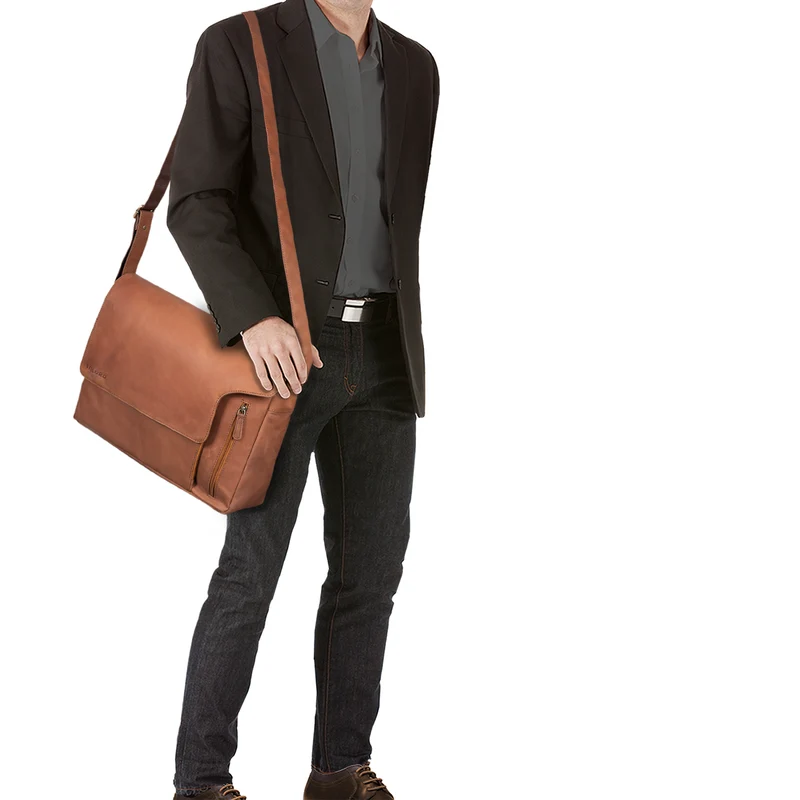 B-WARE "Eduard" Laptop Messenger Bag Leder Vintage