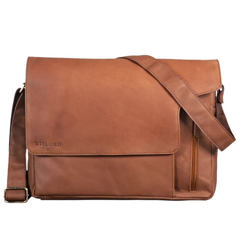 B-WARE "Eduard" Laptop Messenger Bag Leder Vintage