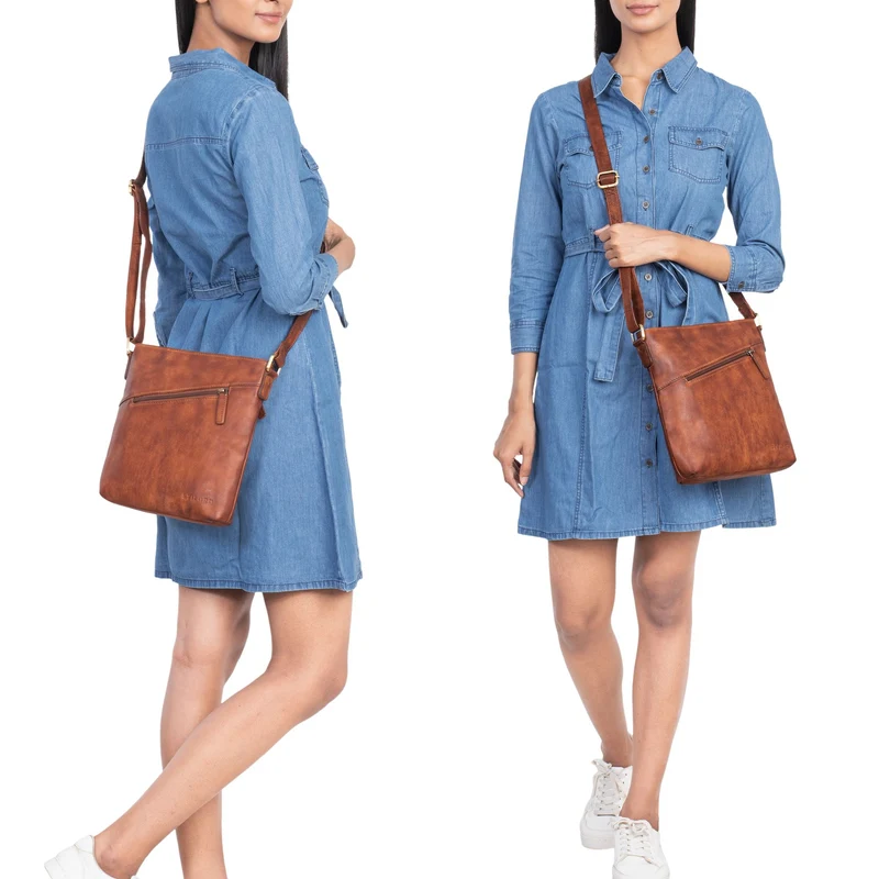 "Stella" Vintage Handtasche Damen Leder klein