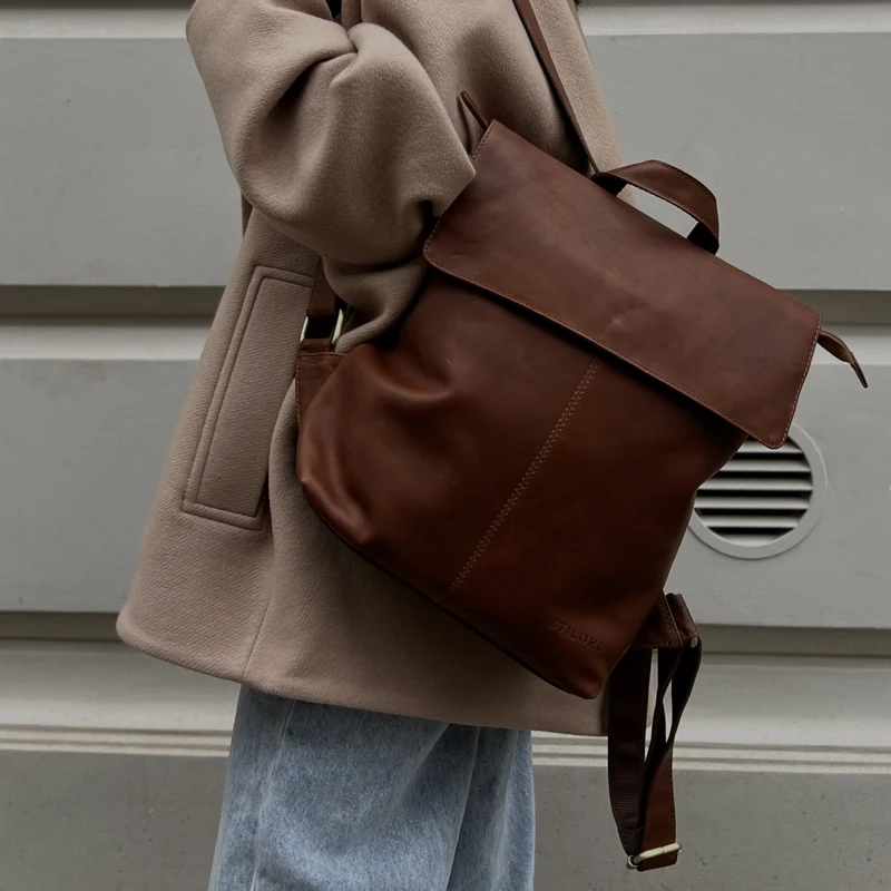 "Charlie" Vintage Lederrucksack Braun Damen Herren 13,3 Zoll Echtleder