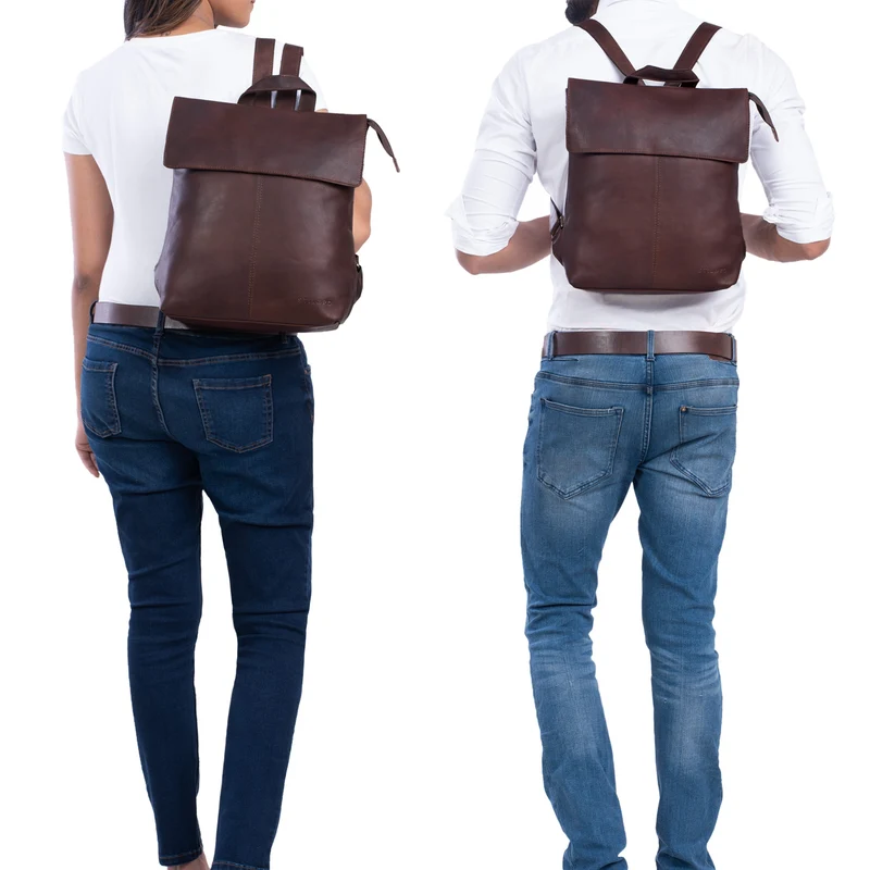 "Charlie" Vintage Lederrucksack Braun Damen Herren 13,3 Zoll Echtleder
