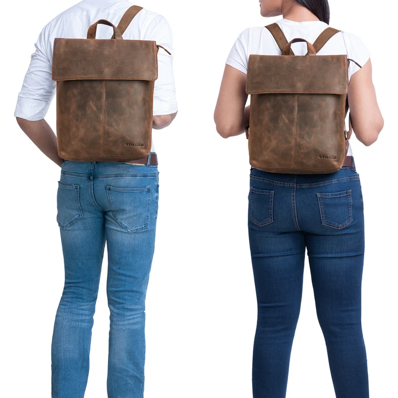 "Charlie" Vintage Lederrucksack Braun Damen Herren 13,3 Zoll Echtleder