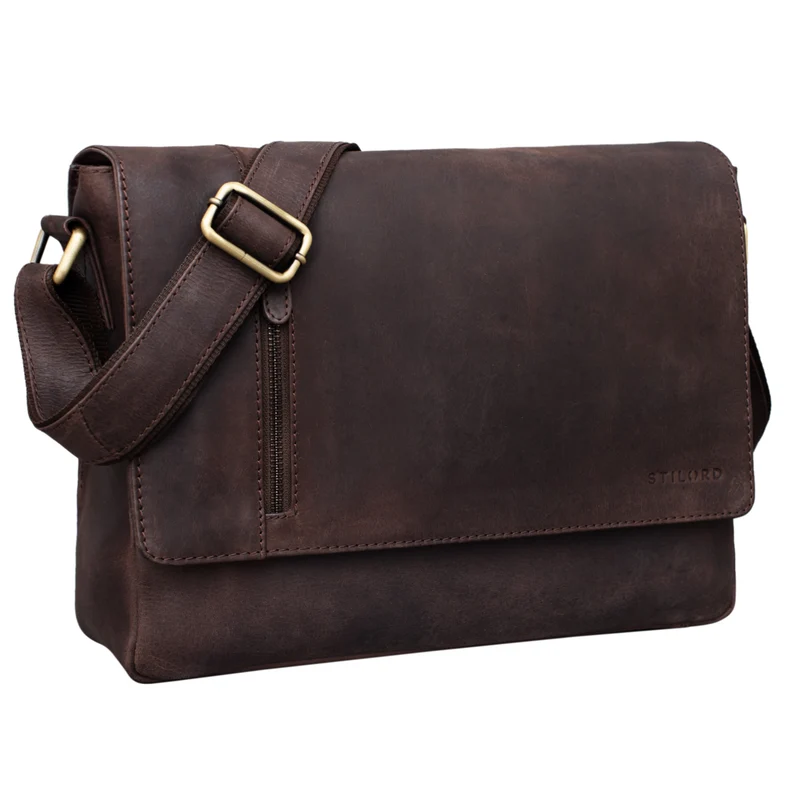"Davis" Messenger Bag Leder 13 Zoll Umhängetasche Echtleder