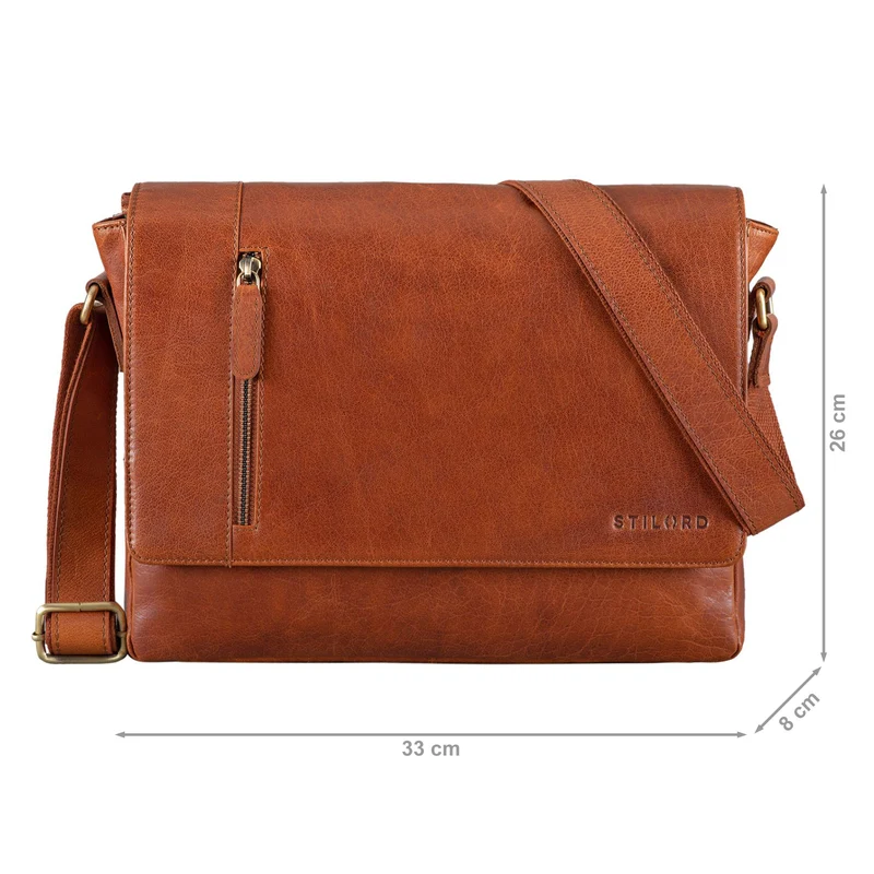 "Davis" Messenger Bag Leder 13 Zoll Umhängetasche Echtleder