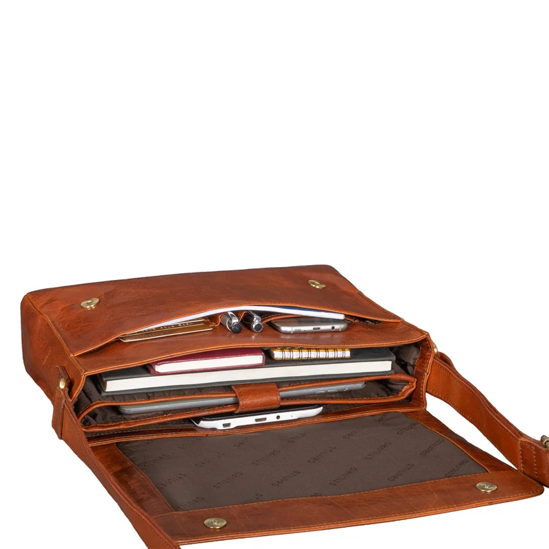 "Davis" Messenger Bag Leder 13 Zoll Umhängetasche Echtleder