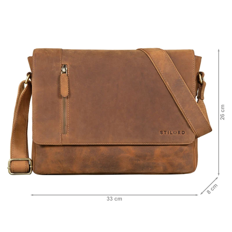 "Davis" Messenger Bag Leder 13 Zoll Umhängetasche Echtleder