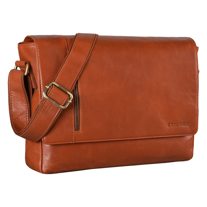 "Davis" Messenger Bag Leder 13 Zoll Umhängetasche Echtleder