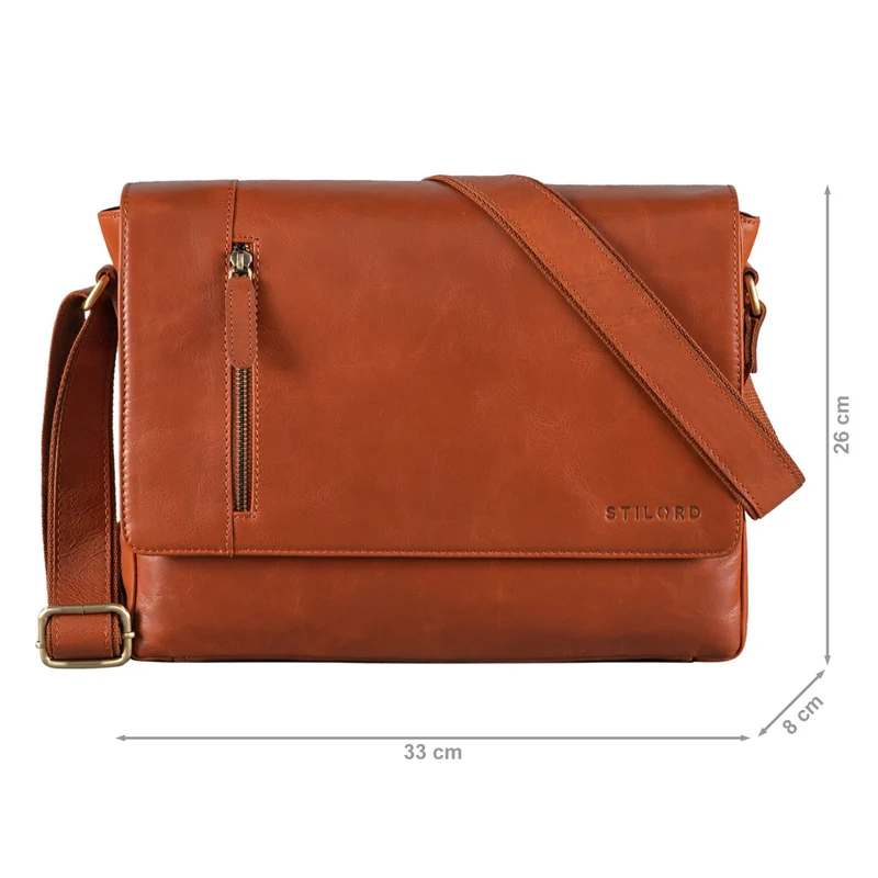 "Davis" Messenger Bag Leder 13 Zoll Umhängetasche Echtleder