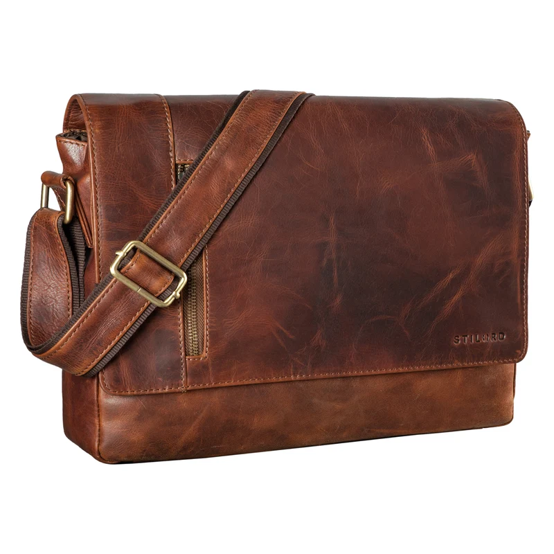 "Davis" Messenger Bag Leder 13 Zoll Umhängetasche Echtleder