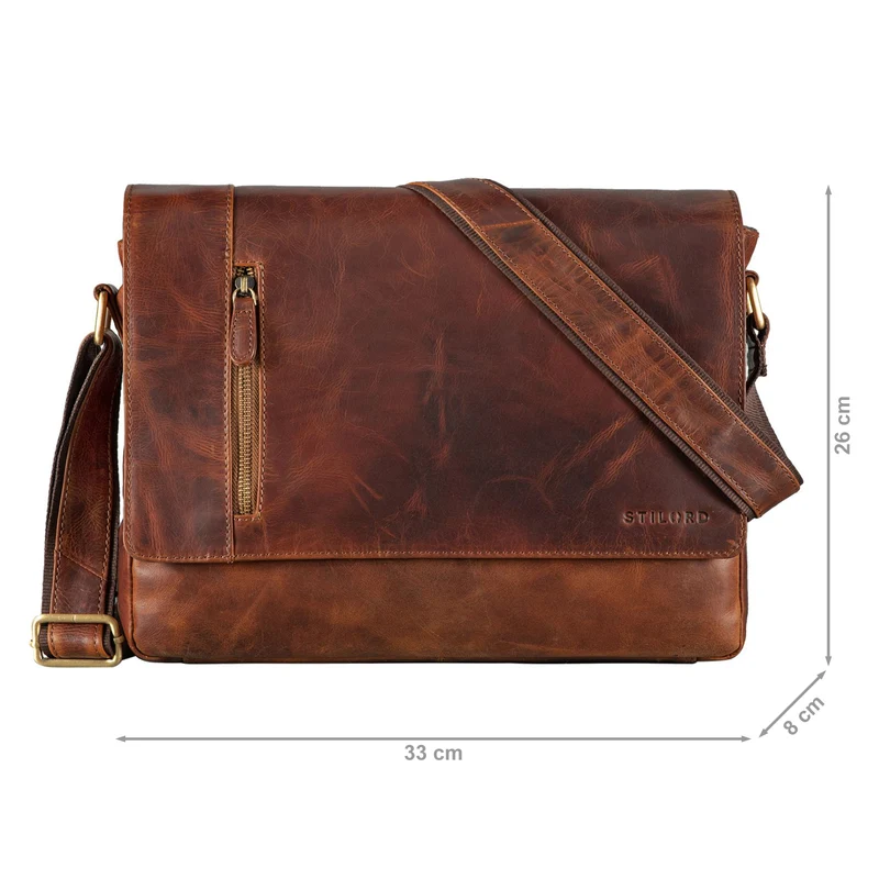 "Davis" Messenger Bag Leder 13 Zoll Umhängetasche Echtleder