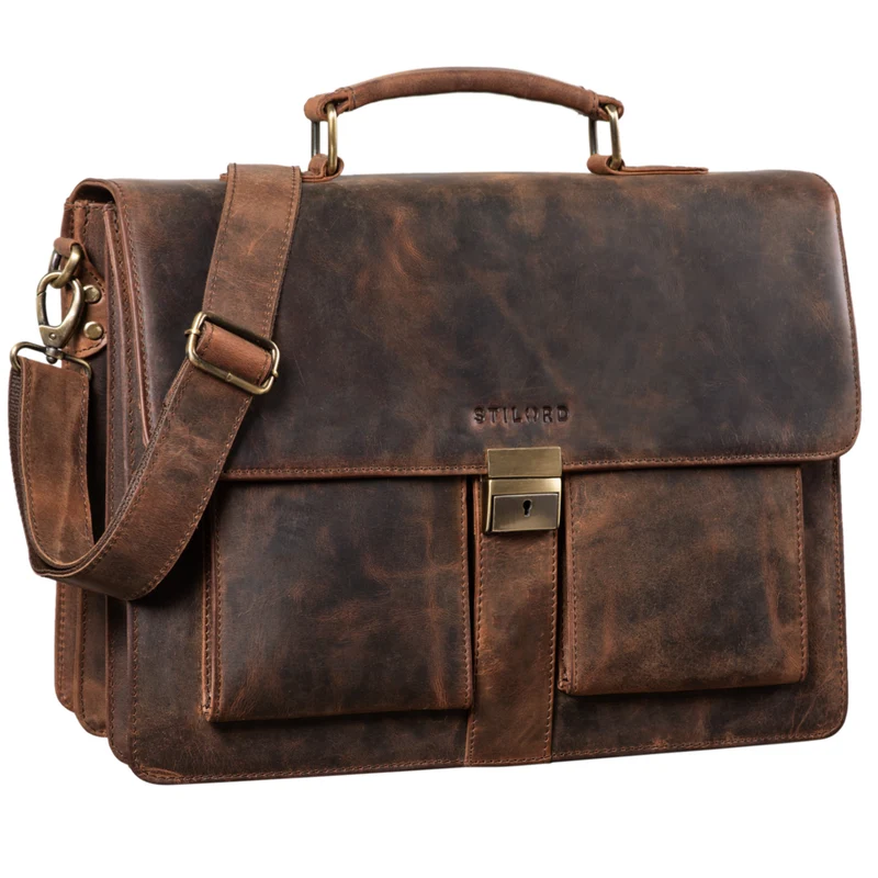 "Eros" Aktentasche Leder 15,6" Laptoptasche Businesstasche Echtleder
