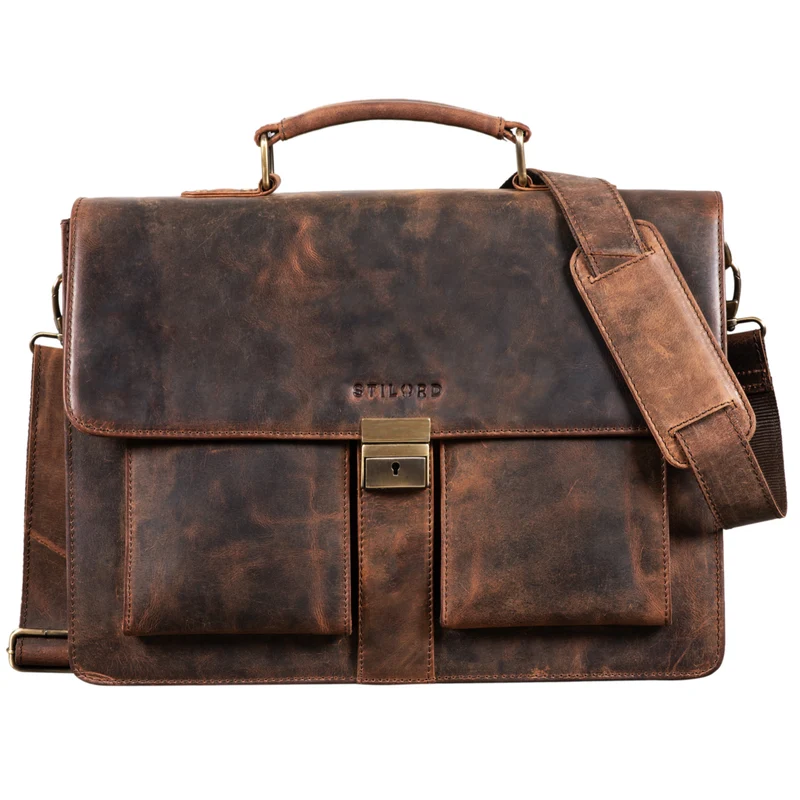 "Eros" Aktentasche Leder 15,6" Laptoptasche Businesstasche Echtleder