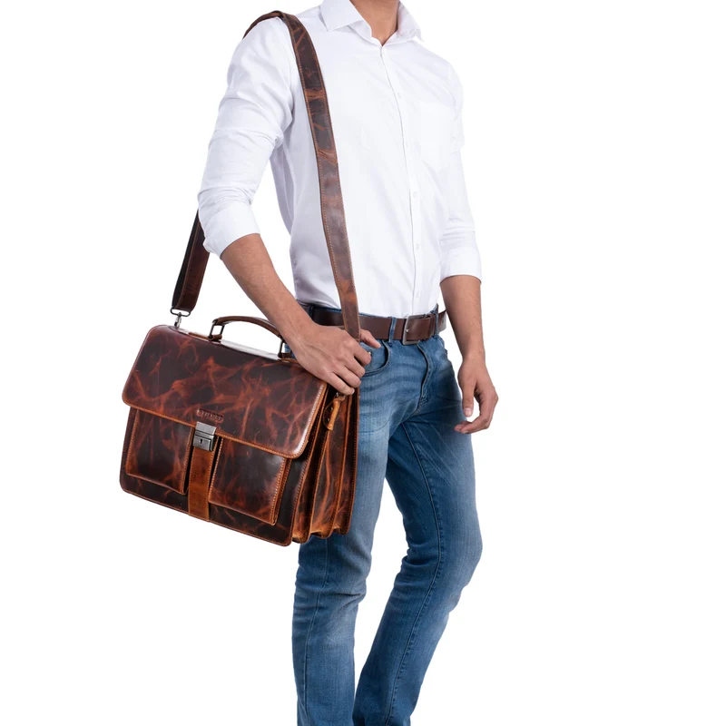 "Eros" Aktentasche Leder 15,6" Laptoptasche Businesstasche Echtleder