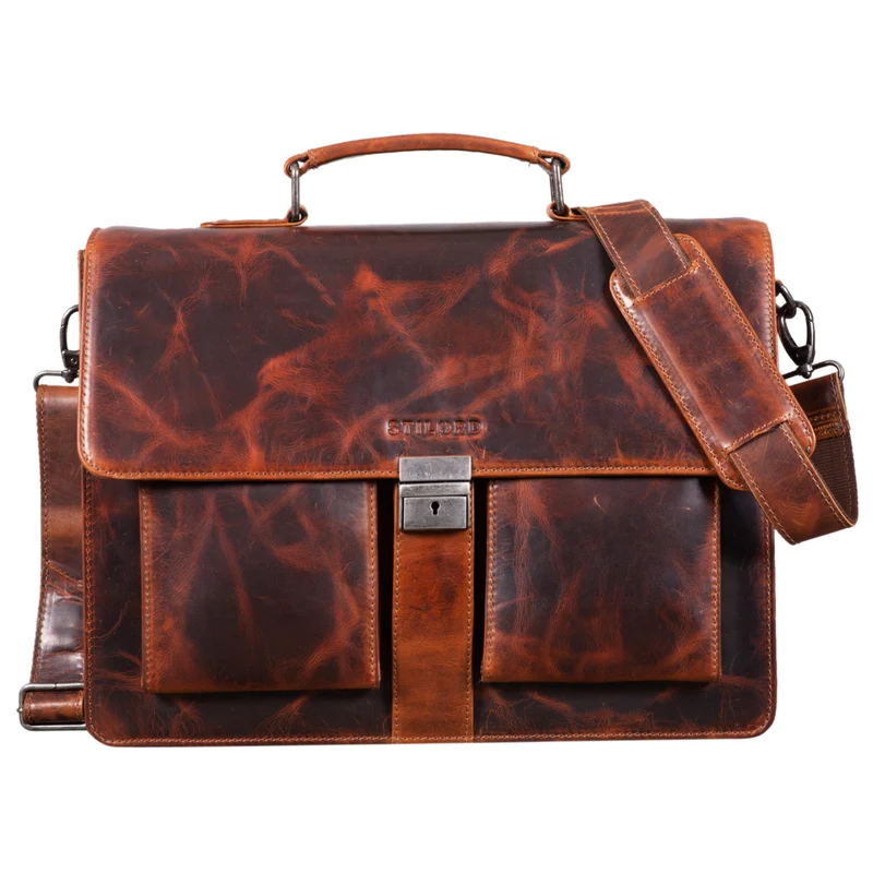 "Eros" Aktentasche Leder 15,6" Laptoptasche Businesstasche Echtleder